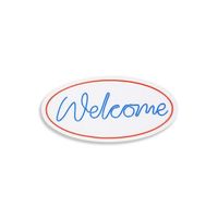 iluminacion led decorativa de plastico welcome rojo azul 29x58x2 cm