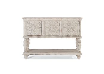 Consola en madera de mango blanco decapé