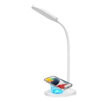 Aigostar lámpara escritorio LED, Flexo LED Escritorio de 3 niveles de brillo ajustable, Lampara con carga inalámbrica y 100cm cable, flexible ajustable, control táctil, 5000K