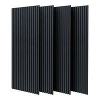 beethoven - juego de 4 paneles decorativos para pared de listones 150x60 cm negro