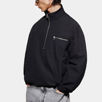 MKI MIYUKI ZOKU Seersucker Half-Zip Jacket - S