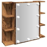 mueble con espejo y led madera vieja 70x165x60 cm