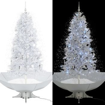 Árbol De Navidad Con Nieve Con Base En Paraguas Blanco 190 Cm Vidaxl