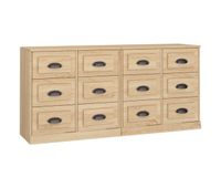 aparador - muebles de almacenamiento 2 piezas madera contrachapada color roble sonoma es5089