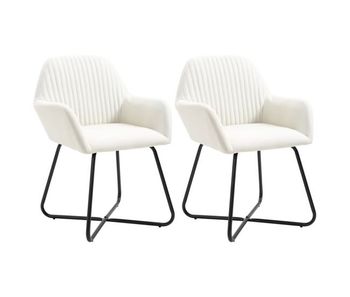 Vidaxl sillas de comedor 2 unidades tela color crema
