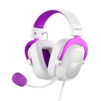 auriculares havit 6950676214154 con cable jack 35 mm gaming microfono purpura blanco