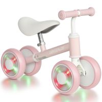 aiyaplay bicicleta sin pedales limitado a 135 asiento ajustable 4 ruedas eva con luces para ninos y ninas de 1 a 2 anos rosa