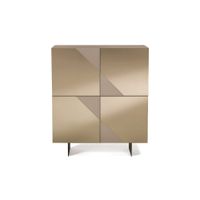 aparador de 4 puertas con espejo beige 140x50 h140 cm