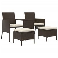 sofa de jardin 2 plazas  sofa de exterior con mesita y taburetes poli ratan negro