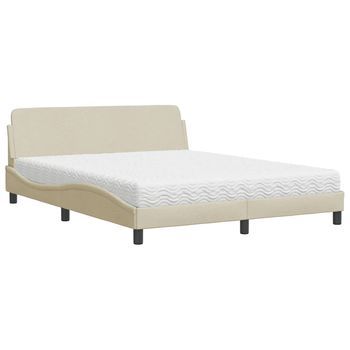 Cama Con Colchón Dover De Tela Color Crema 160x200 Cm Vidaxl