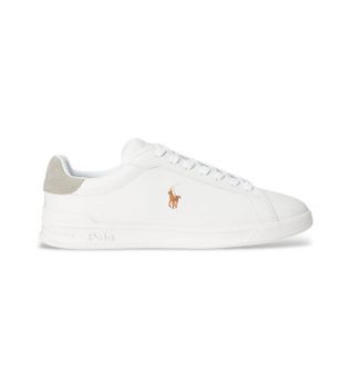 Polo Ralph Lauren para hombre. 809940762002 Zapatillas de piel Heritage blanco, gris (41), Plano, Cordones, Casual