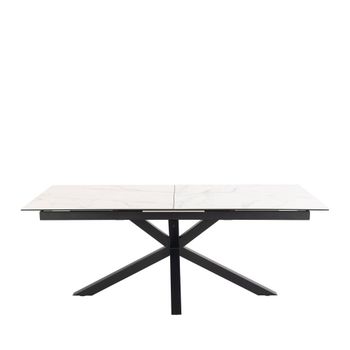 Mesa comedor extensible 6-12 personas cerámica y metal - blanco