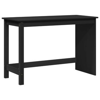 Escritorio Negro 112 X 50 X 75 Cm Madera De Pino Macizo Vidaxl