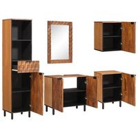 juegos de bano 5 uds madera de acacia marron vidaxl