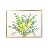 decoracion pared metal cristal 80x3x60 hojas verde