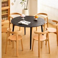mesa de comedor redonda en madera de pino negro