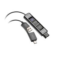 adaptador poly da85-m usb-a y usb-c para auriculares con conexion qd negro
