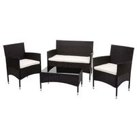 muebles de jardin balcon jardin en poliratan marron sofa sillones mesa cojin crema 040004199