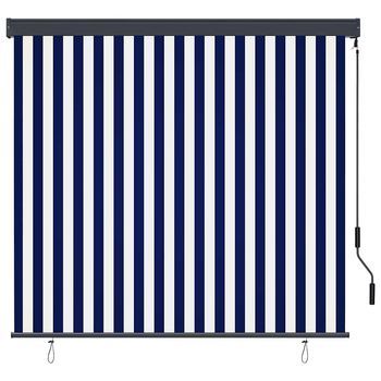 Estor Enrollable Rayado Azul Y 180 X 250 Cm Tela Y Aluminio