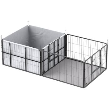 PawHut Parque para Cachorros con 7 Paneles y Alfombrilla Lavable, 203x102x60 cm, Negro   Aosom España