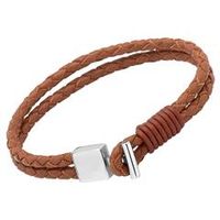pulsera de cuero marron cierre de acero inoxidable