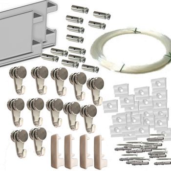 Pack Basic Rm De 6 Metros Guías De Aluminio (plata) Con 12 Colgadores Nylon Para Colgar Cuadros… (plata Mate)