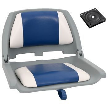 Set Asientos Plegables Para Barco 2 Uds Con Cojín Blanco Y Azul Vidaxl