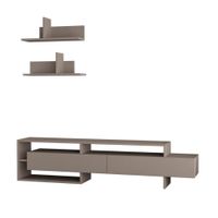 mueble de tv con 2 puertas y 2 estantes murales l180 cm - topo