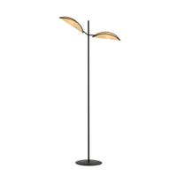 lampara de pie estilo natural con 2 pantallas de ratan