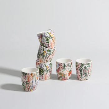 Juego de 6 tazas de cerámica multicolor