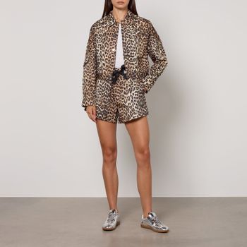 Ganni Duchesse Leopard-Print Nylon Shorts - UK 6