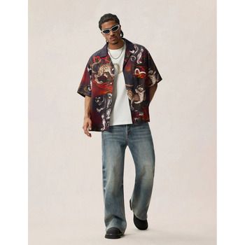 Evisu Camisa manga corta 2ESHTM6SS1032 HT LEOPARD AOP SS SHIRT-BLKA ALLOVER BLACK para hombre