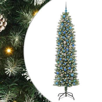 Árbol Navideño Artificial Delgado Con 300 Led Verde Y 240 Cm