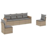 juego de sofas jardin con cojines beige mezcla 6 piezas  mueble de jardin ratan pe