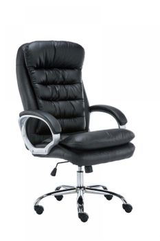 Silla de oficina giratoria regulable en simil cuero negro