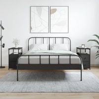 mesitas de noche - mueble para dormitorio - madera de ingenieria y hierro - negro 30x60x60cm