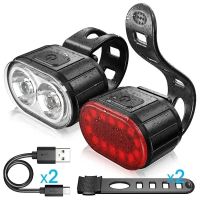 bucklos-juego de luces para bicicleta luz trasera recargable lampara frontal resistente al agua faro trasero usb para bicicleta de montana led 1 unidad piezas de ciclismo