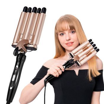 Moldeador De Pelo De 5 Tubos Kj-30. 50w. Temperatura De 170 A 220 Grados. 9x7x33 Cm. Color: Negro