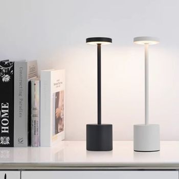 Lámpara de mesa ambiental LED, lámpara de escritorio recargable por USB, luz nocturna interior regulable con control táctil para decoración del hogar, mesita de noche
