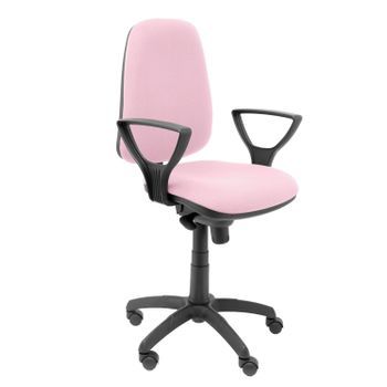 Silla De Oficina Ergonómica Con Mecanismo Sincro Y Regulable En Altura - Asiento Y Tejido Tapizado En Tejido Bali Color Rosa (brazos Fijos Incluidos)