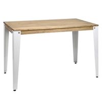 mesa lunds 110x90x75cm blanca en madera maciza de pino acabado vintage estilo industrial box furniture