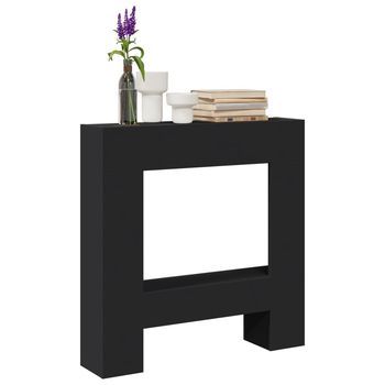 Vidaxl Borde De Chimenea Madera Ingeniería Negro 81x18x82 Cm