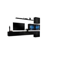 conjunto de muebles de pared para salon switch xix diseno color negro brillante