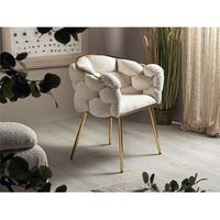 butaca laysan rizo suave blanco con patas oro 74x54x80 cms