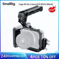 kit de jaula smallrig r50 v para canon eos r50 v negro con abrazadera de cable de mango de silicona placa de liberacion rapida arca-swiss integrada 5766