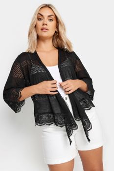 Yours Bolero Negro Con Puntilla De Encaje, Mujer Curvy Y Tallas Grandes, Yours