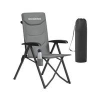 silla de camping reclinable con respaldo alto ajustable gris