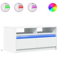 mesa de cafe  mesa de centro con luces led madera ingenieria blanca