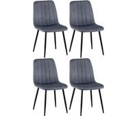 set de 4 sillas de salon dijon en tela o terciopelo gris oscuro 53x45x88 cm