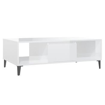 Mesa De Centro 60x103,5x35 Cm Madera Y Metal Trabajados - Blanco